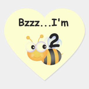 Buzz Bumblebee 2nd Birthday T-shirts and Gifts Heart Sticker