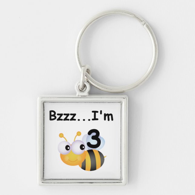 Buzz Bumblebee 3rd Birthday T-shirts and Gifts Keychain (Front)