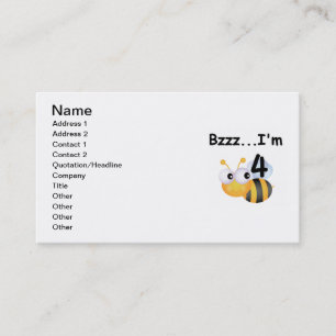 Buzz Bumblebee 4th Birthday T-shirts and Gifts Business Card