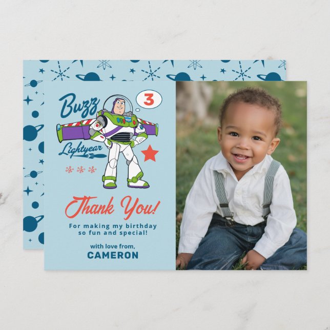 Buzz Lightyear Birthday Thank You Card (Front/Back)