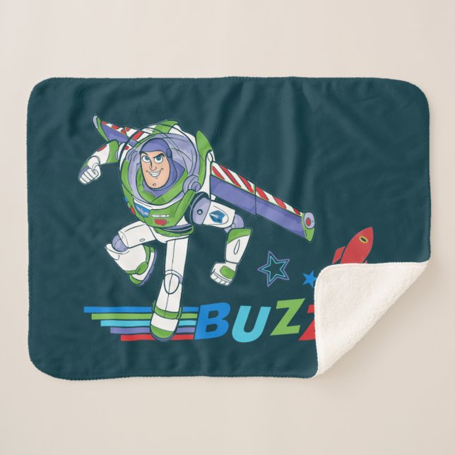 Buzz Lightyear Colourful Graphic Sherpa Blanket (Front (Horizontal))