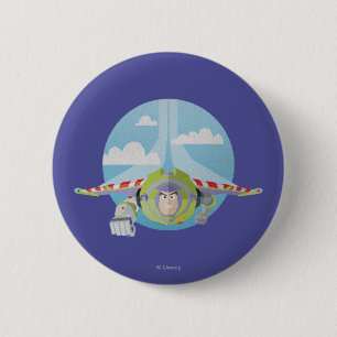 Buzz Lightyear Flying Despeckled Retro Graphic 2 Inch Round Button