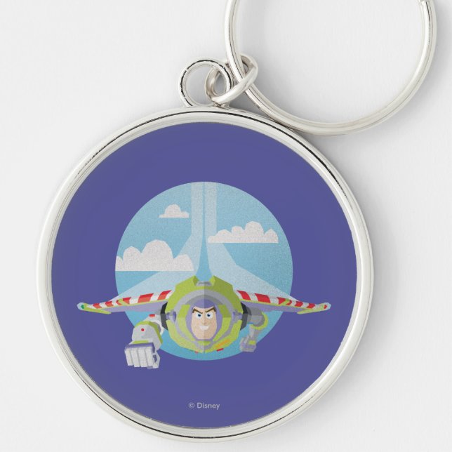 Buzz Lightyear Flying Despeckled Retro Graphic Keychain (Front)