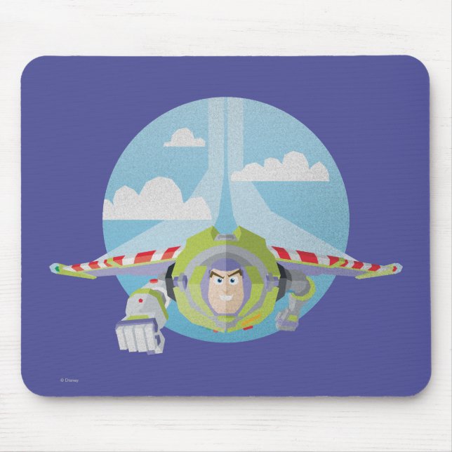 Buzz Lightyear Flying Despeckled Retro Graphic Mouse Pad (Front)