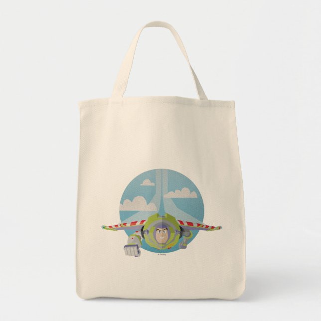 Buzz Lightyear Flying Despeckled Retro Graphic Tote Bag (Front)