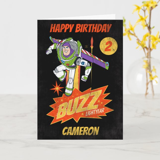 Buzz Lightyear | Two Infinity and Beyond Birthday Card (Yellow Flower)