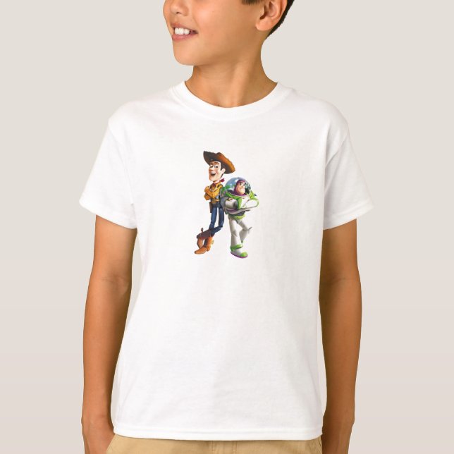 Buzz Lightyear & Woody standing back to back T-Shirt (Front)