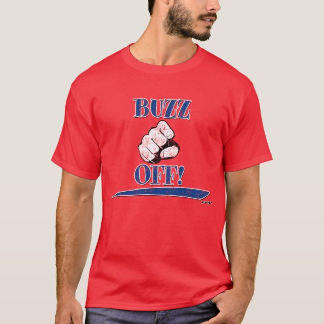 Buzz Off! Blue T-Shirt (Front)