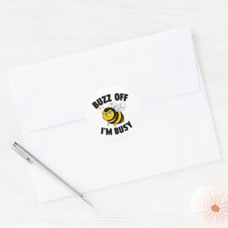 Buzz Off I'M Busy Classic Round Sticker