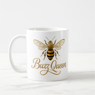 Buzz Queen Gold Glitter Bee Coffee Mug