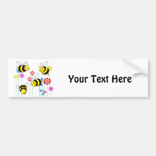 Buzzed Bees in Garden Flowers Bumper Sticker