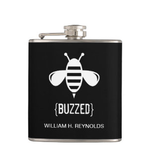 {BUZZED} Bridal Party Buzzed Bee Gift (black) Hip Flask