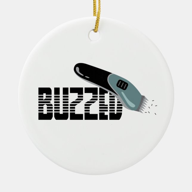 Buzzed Ceramic Ornament (Front)