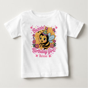 Buzzin' Birthday Girl Bee Theme  Cute Bee Lover  Baby T-Shirt
