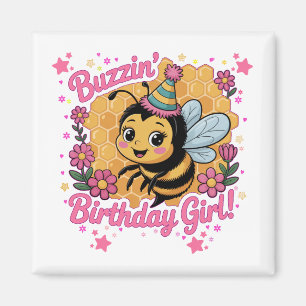 Buzzin' Birthday Girl Bee Theme Cute Bee Lover Magnet