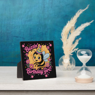 Buzzin' Birthday Girl Bee Theme Cute Bee Lover Plaque