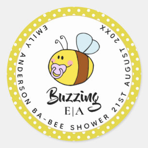 Buzzing Ba-BEE Baby Shower Cute Thank You Favour Classic Round Sticker