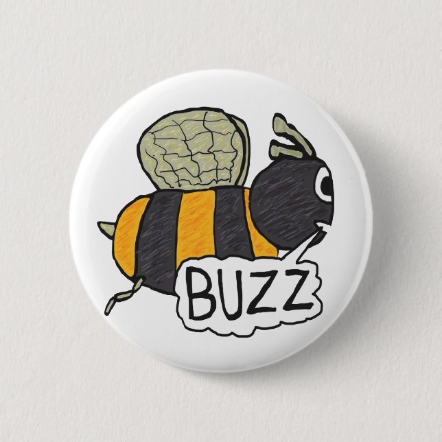 Buzzing Bee 2 Inch Round Button (Front)