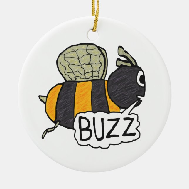 Buzzing Bee Ceramic Ornament (Front)