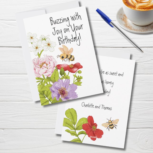 Buzzing Bee With Joy on Your Birthday Card (Creator Uploaded)