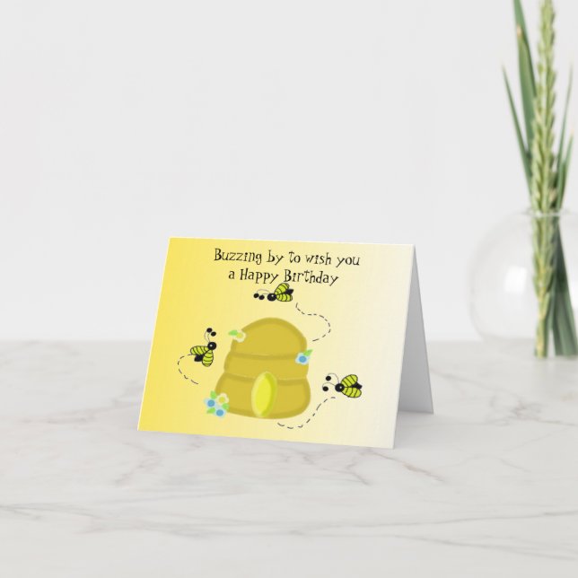 Buzzing Bee's Birthday Wishes Card (Front)