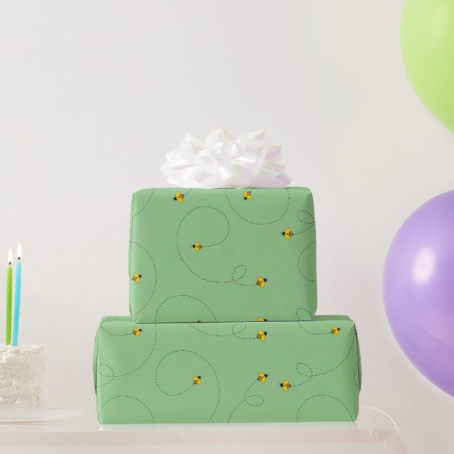Buzzing Bees Golden Honey Seamless Wrapping Paper (Party Gifts)