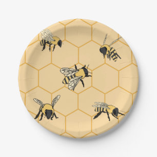 Buzzing Bees Honeycomb  Paper Plate