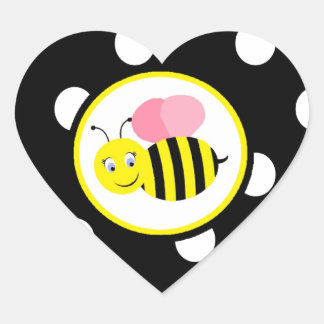 Buzzing Bumble Bee - Pink / Black Heart Sticker
