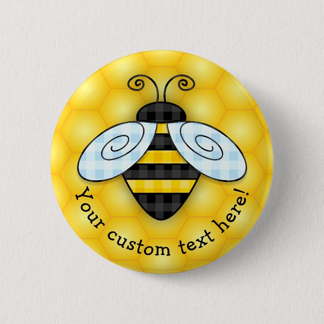 Buzzing Bumblebee and Honeycomb Icon 2 Inch Round Button (Front)