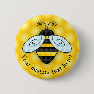 Buzzing Bumblebee and Honeycomb Icon 2 Inch Round Button