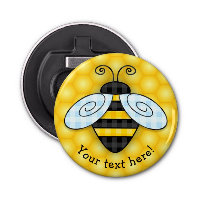 Buzzing Bumblebee and Honeycomb Icon Bottle Opener (Front)