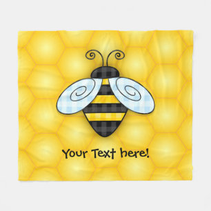 Buzzing Bumblebee and Honeycomb Icon Fleece Blanket