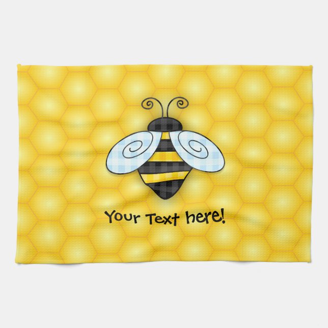 Buzzing Bumblebee and Honeycomb Icon Kitchen Towel (Horizontal)