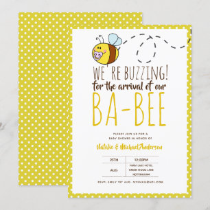 BUZZING For ARRIVAL of BA BEE Baby Shower Yellow Invitation