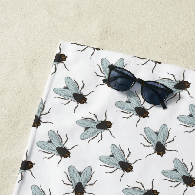 Buzzing House Flies Fly Swatter Insect Yucky Bug Beach Towel (In Situ)