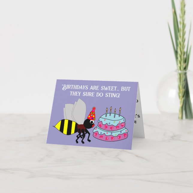 Buzzing Into Another Year: Funny Wasp Birthday Card (Front)