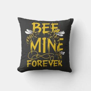 Buzzing Romance: Bee Mine Forever Design Throw Pillow