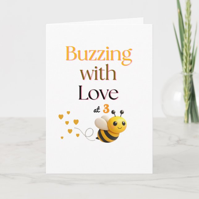 Buzzing with Love Birthday Card – Sweet Bee Design (Front)