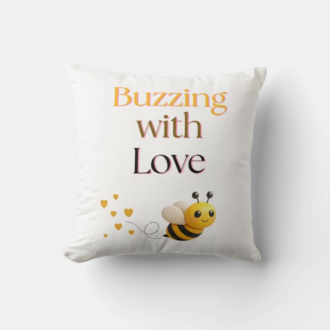 Buzzing with love throw pillow (Front)