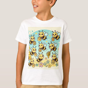 Buzzing with Sweetness: Cartoon Bees Collecting Ho T-Shirt