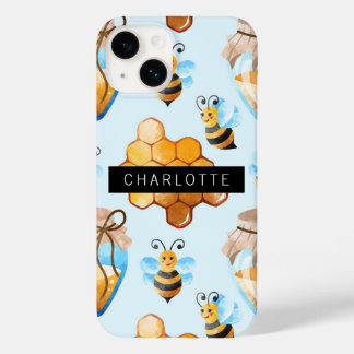 Buzzy Bee And Honey Hive Pattern Personalized Case-Mate iPhone 14 Case