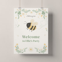 Buzzy Bee Birthday Party 18x24 Welcome Sign Poster