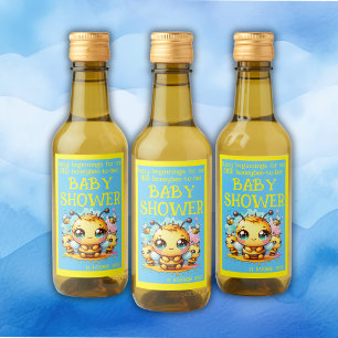 Buzzy beginnings honeybee-to-bee Baby Shower Wine Label