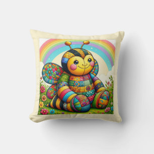 Buzzy Patchwork Blossom Throw Pillow
