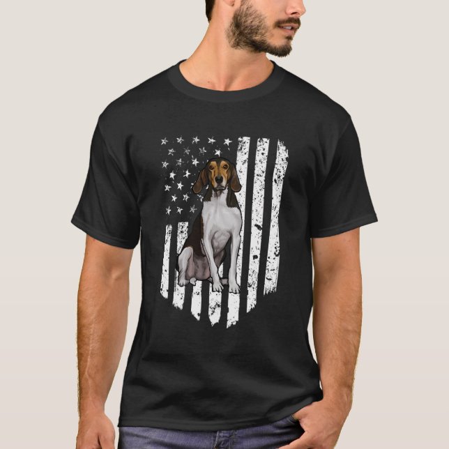 Bw American Flag Treeing Walker Coonhound 4Th Of J T-Shirt (Front)