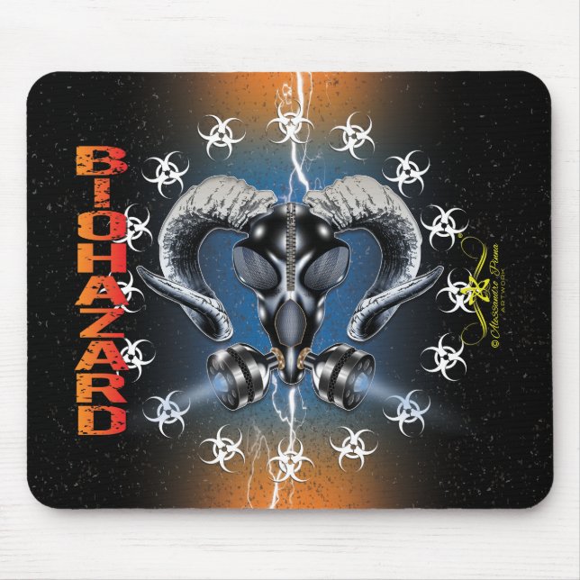 BW! BIOHAZARD WARNING! SKULL MOUSE PAD (Front)