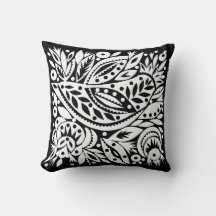 BW Bird Art Cutouts Reversible Pillow