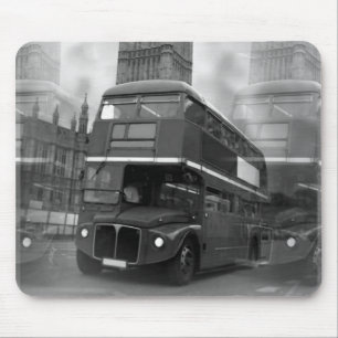 BW Black & White London Bus & Big Ben Mouse Pad