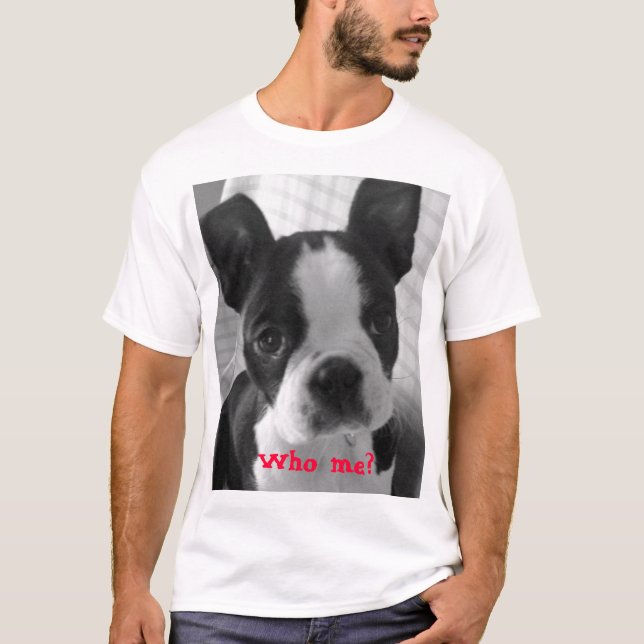 bw boston terrier, Who me? T-Shirt (Front)