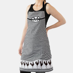 BW Buffalo Checks Pattern Monogram   Rooster Apron